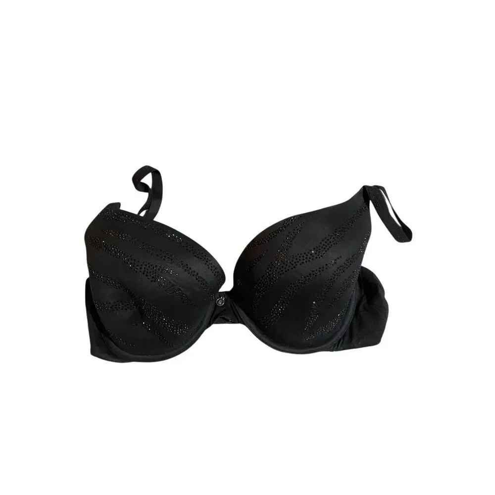 Victoria’s Secret lined Demi Black with Rhinestone bra 34D